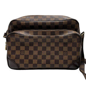 Louis Vuitton Damier Nile Shoulder Bag Canvas Ebene Brown Leather